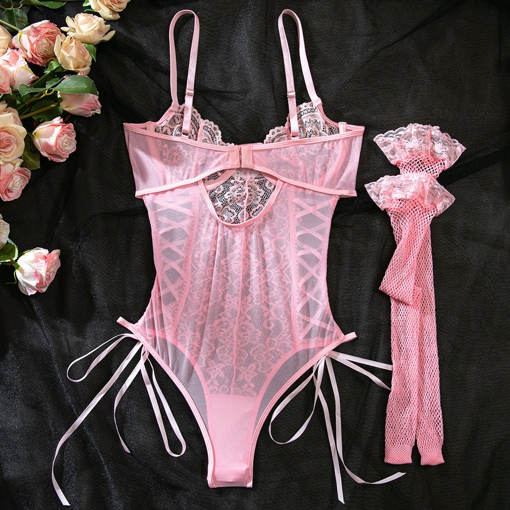 Women's Lace Splicing Jumpsuit with Body Shaping Features - EaseMode Wellness